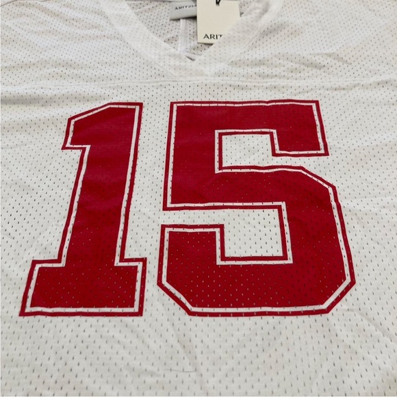 Aritzia Red and White Mesh Jersey Top - Picture 2 of 5